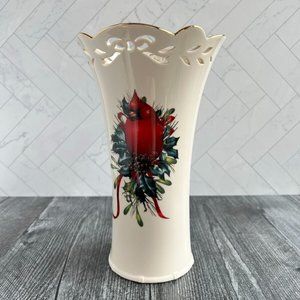 NIB Lenox Winter Greetings Pierced Medium Vase with Cardinal